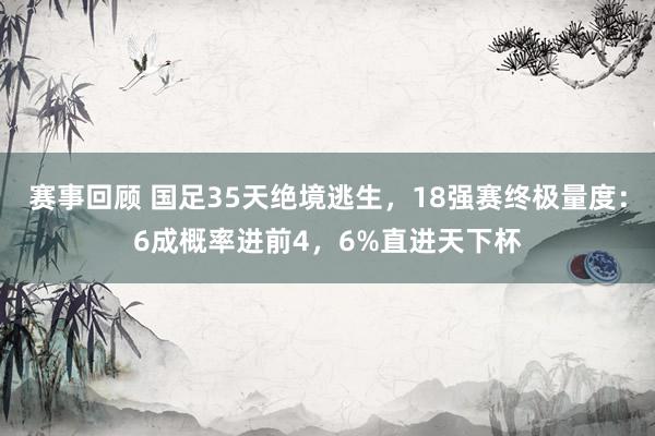 赛事回顾 国足35天绝境逃生，18强赛终极量度：6成概率进前4，6%直进天下杯