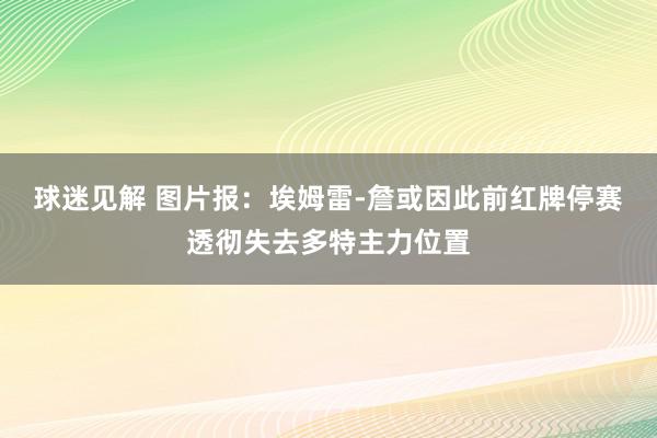 球迷见解 图片报：埃姆雷-詹或因此前红牌停赛透彻失去多特主力位置