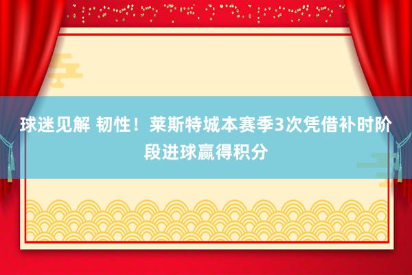 球迷见解 韧性！莱斯特城本赛季3次凭借补时阶段进球赢得积分