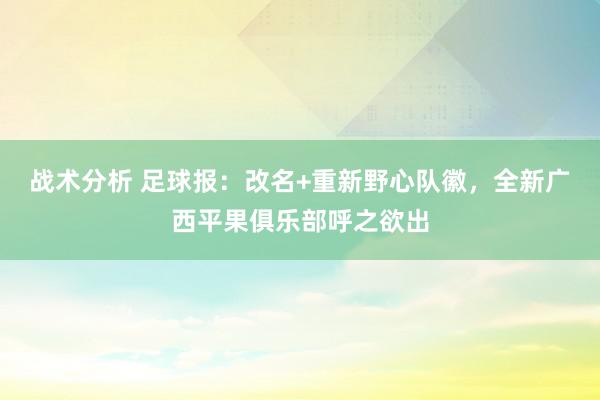 战术分析 足球报：改名+重新野心队徽，全新广西平果俱乐部呼之欲出